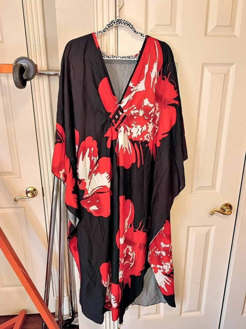Kaftan Cover Up Women's Printin Black & Red Plus size